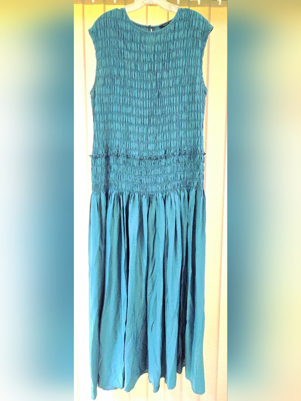 Banana Republic Teal Smocked Maxi Dress-Skirt